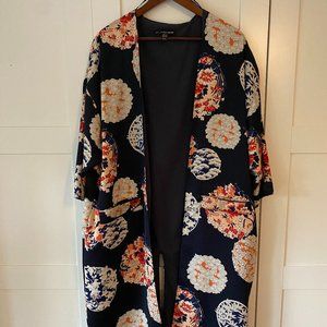 Navy Floral Kimono Overjacket